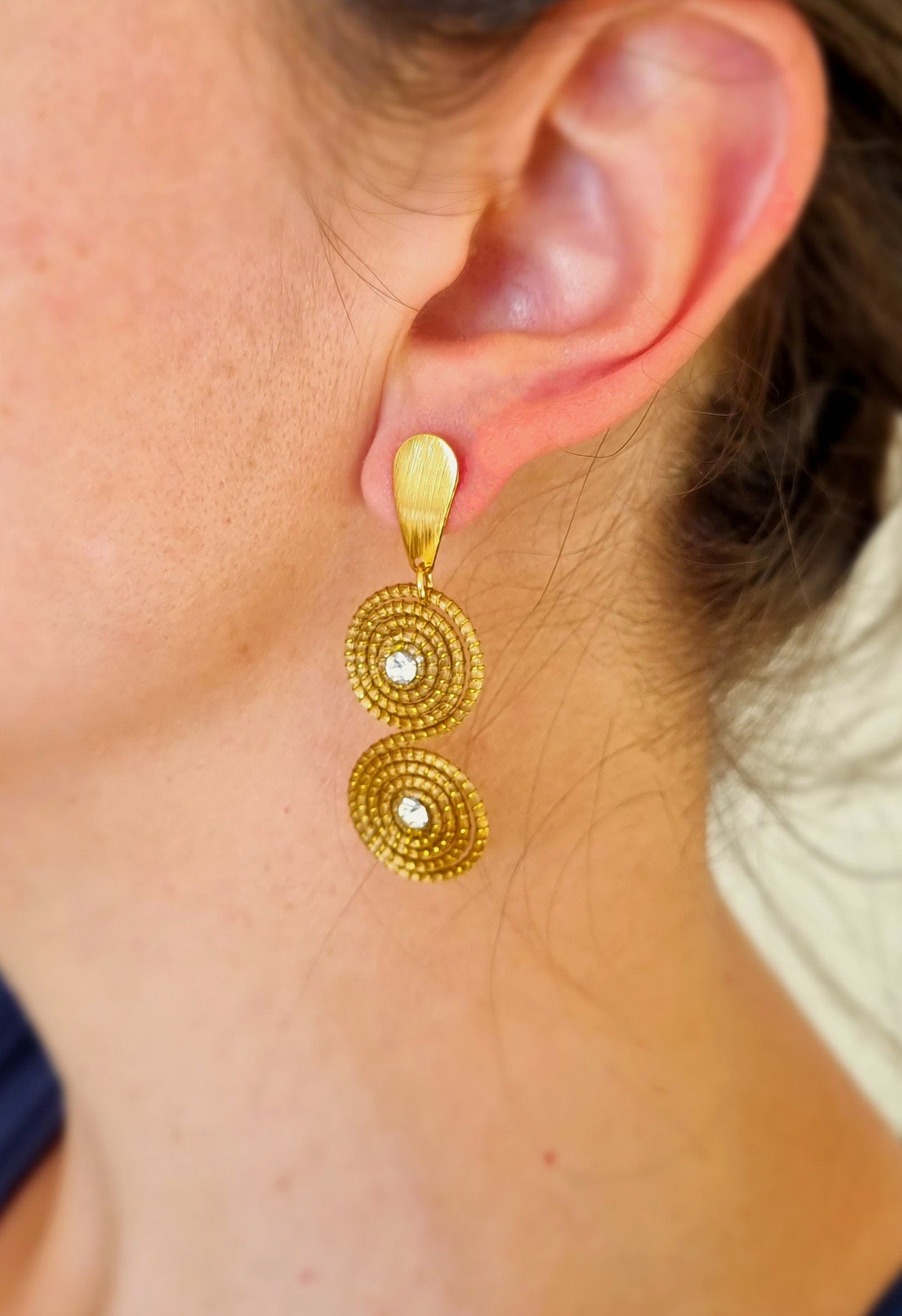 Boucles d'oreilles en Or Végétal et Plaqué Or - Capim Dourado - Bijoux en Or Vegetal et plaque Or - Artisanat de haute qualité du Jalapao au Brésil