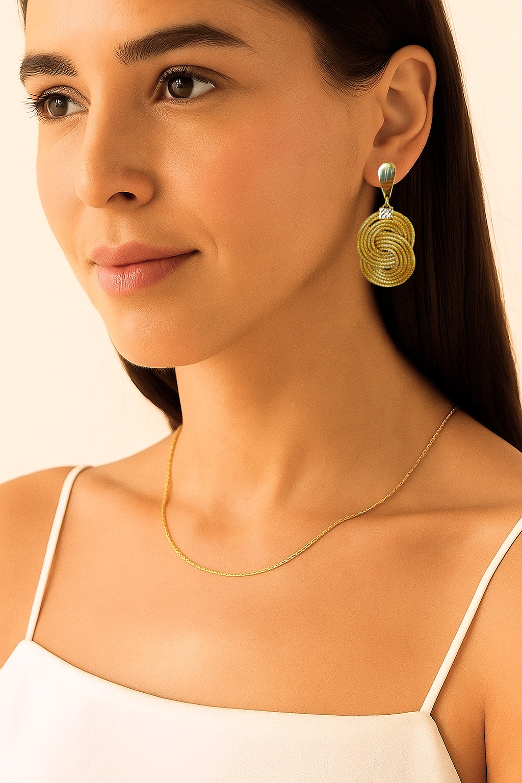 Boucles d'oreilles en Or Végétal et Plaqué Or - Capim Dourado - Bijoux en Or Végétal et plaque Or - Artisanat de haute qualité du Jalapao au Brésil