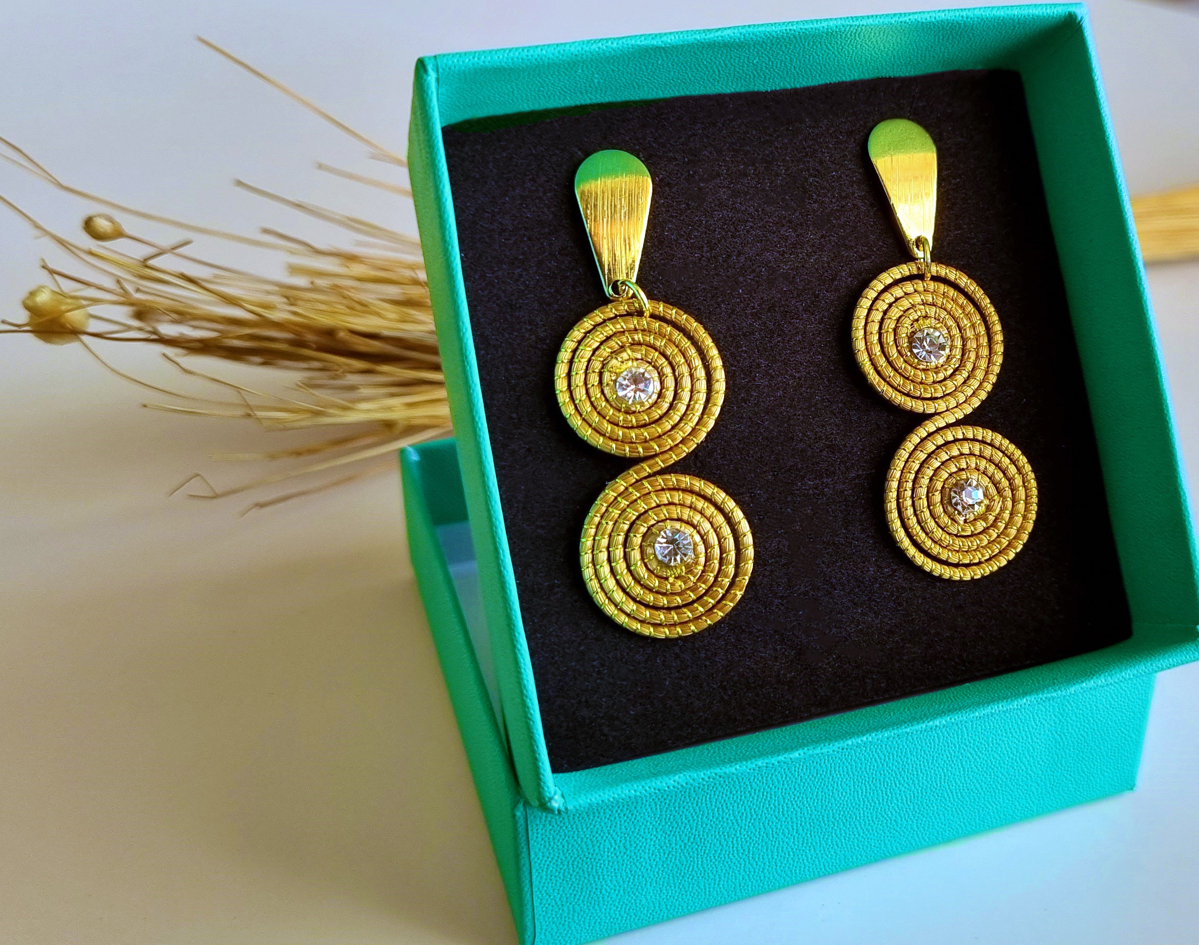 Boucles d'oreilles en Or Vegetal - Capim Dourado