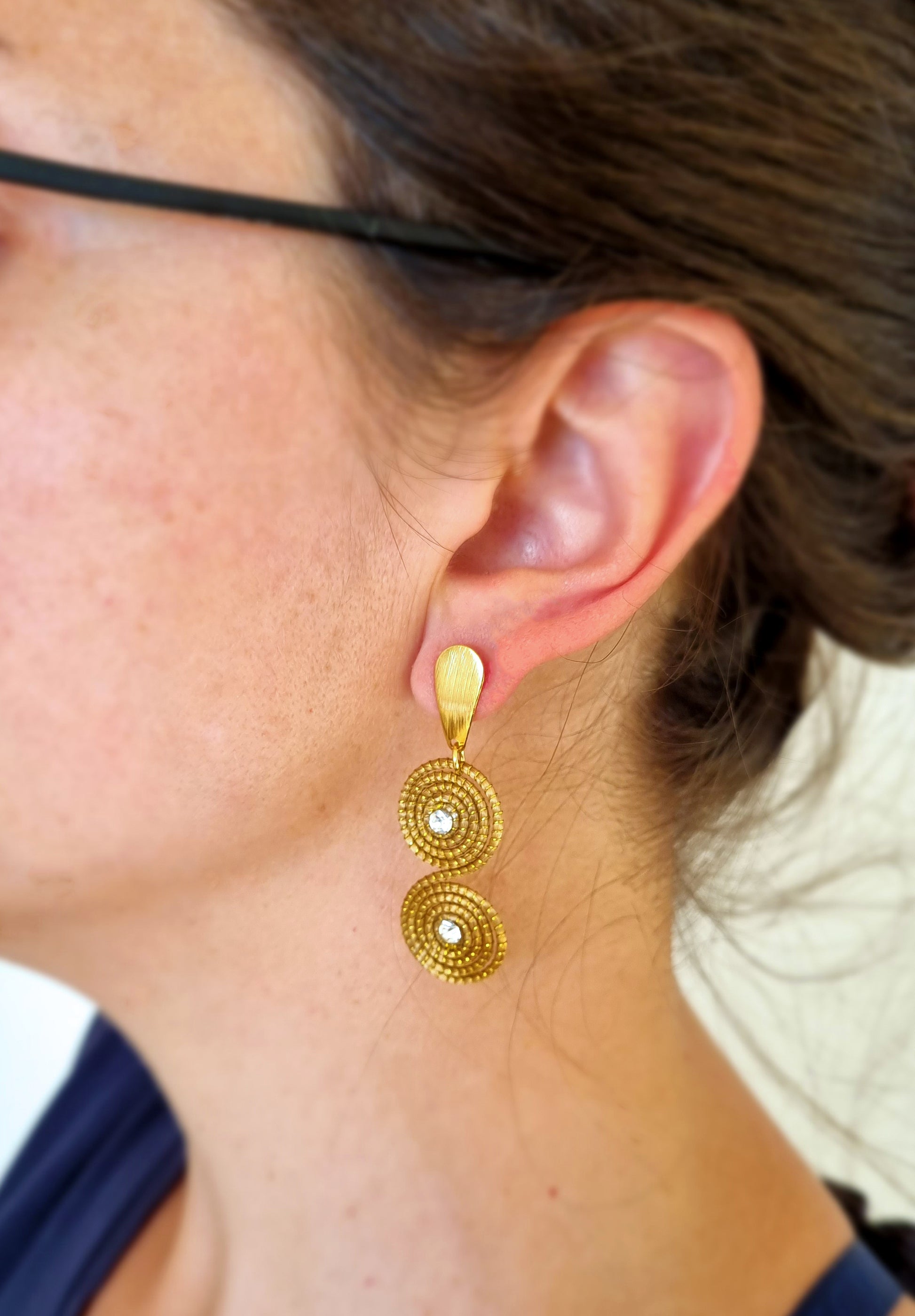 Boucles d'oreilles en Or Végétal et plaqué Or - Capim Dourado - DORINOR