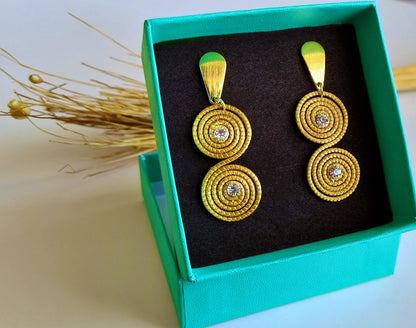 Boucles d'oreilles en Or Végétal et plaqué Or - Capim Dourado - DORINOR