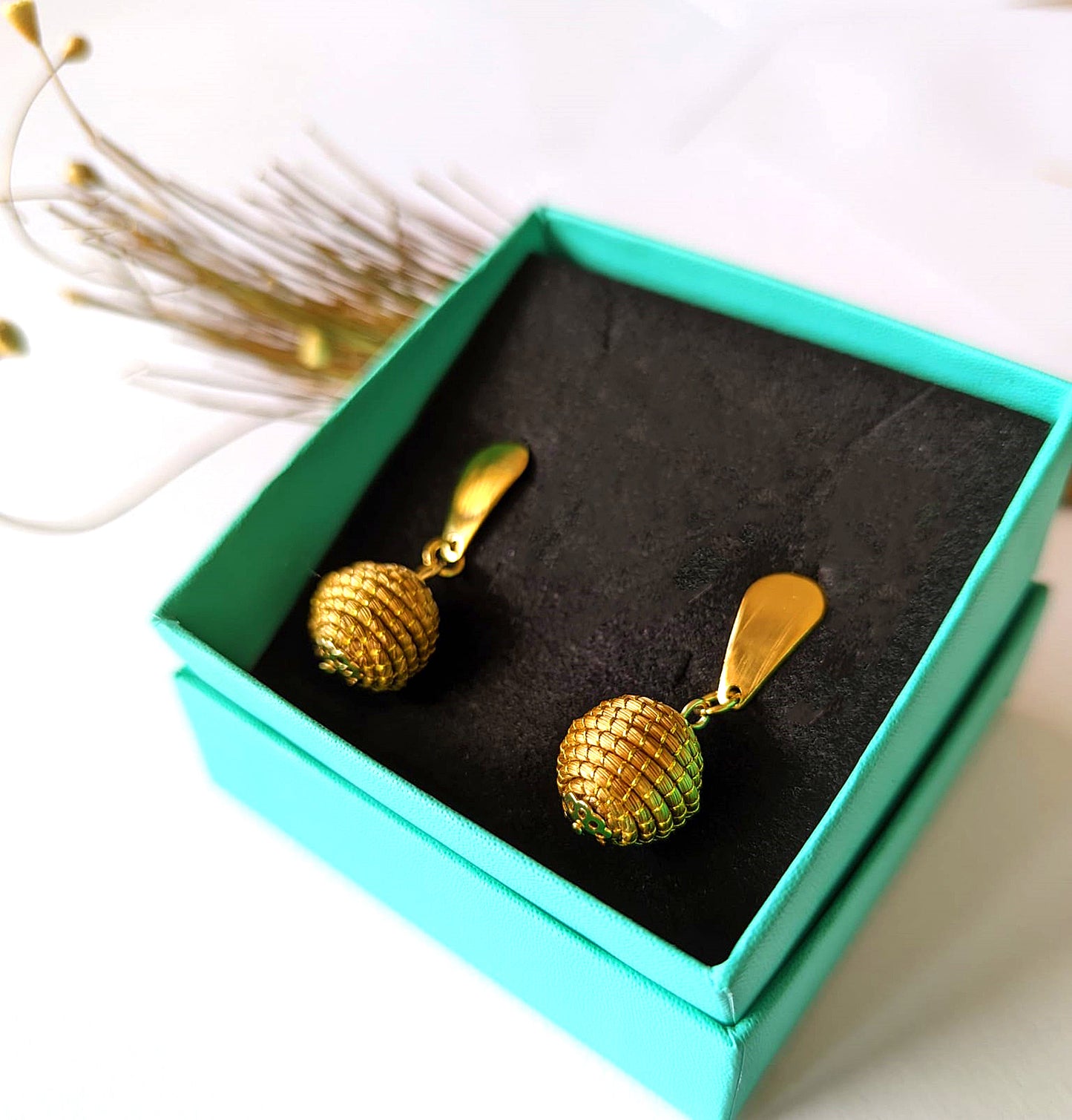 Boucles d'oreilles en Or Végétal et plaqué Or - Capim Dourado - DORINOR