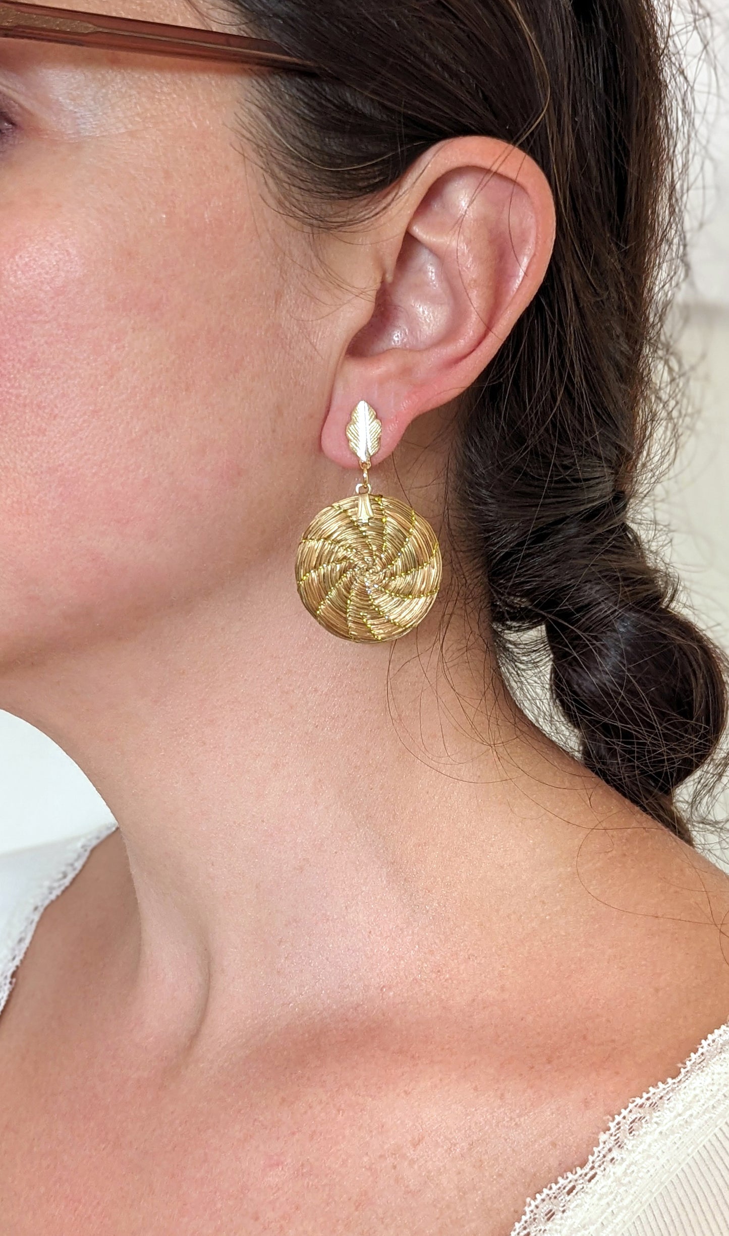 Boucles d'oreilles en Or Végétal et plaqué Or - Capim Dourado - DORINOR