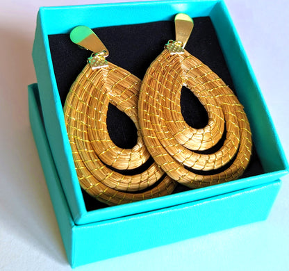 Boucles d'oreilles en Or Végétal et plaqué Or - Capim Dourado - DORINOR