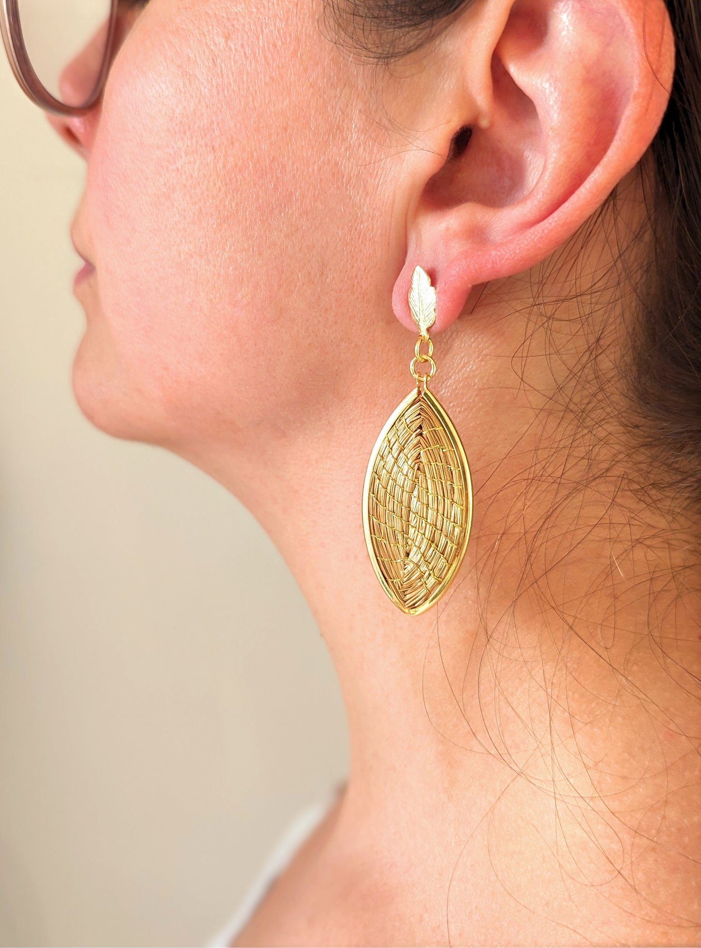 Boucles d'oreilles en Or Végétal et plaqué Or - Capim Dourado - DORINOR