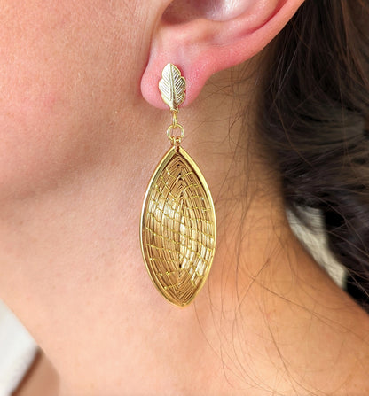 Boucles d'oreilles en Or Végétal et plaqué Or - Capim Dourado - DORINOR