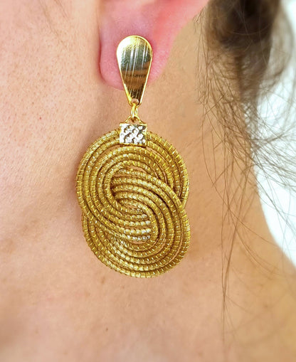 Boucles d'oreilles en Or Végétal et plaqué Or - Capim Dourado - DORINOR