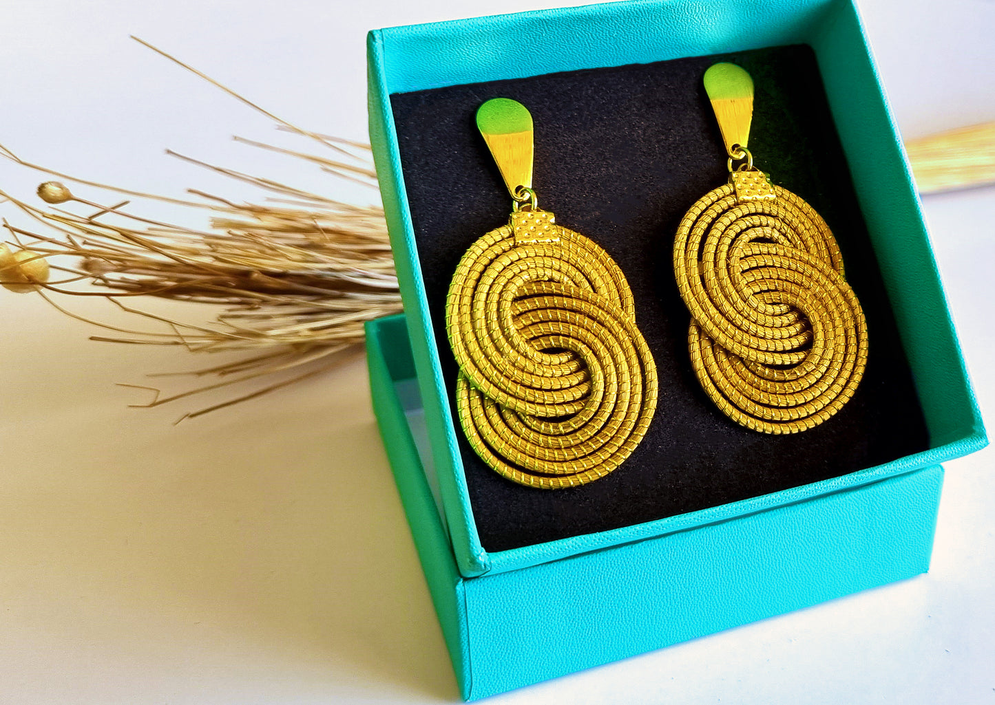 Boucles d'oreilles en Or Végétal et plaqué Or - Capim Dourado - DORINOR