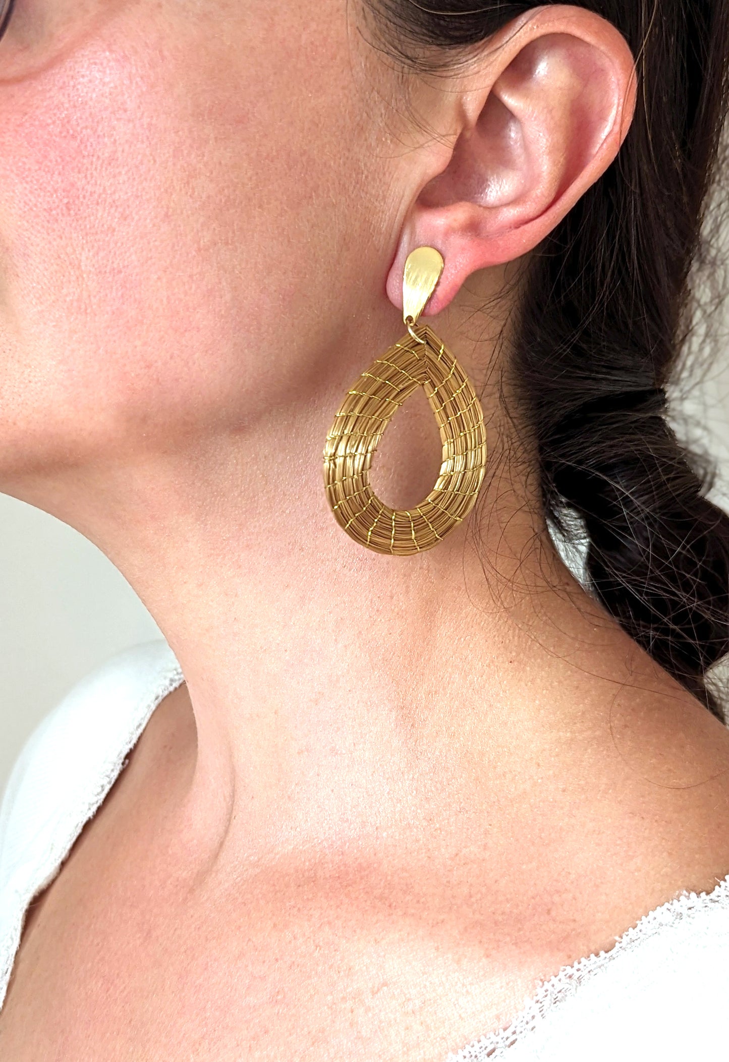 Boucles d'oreilles en Or Végétal et plaqué Or - Capim Dourado - DORINOR