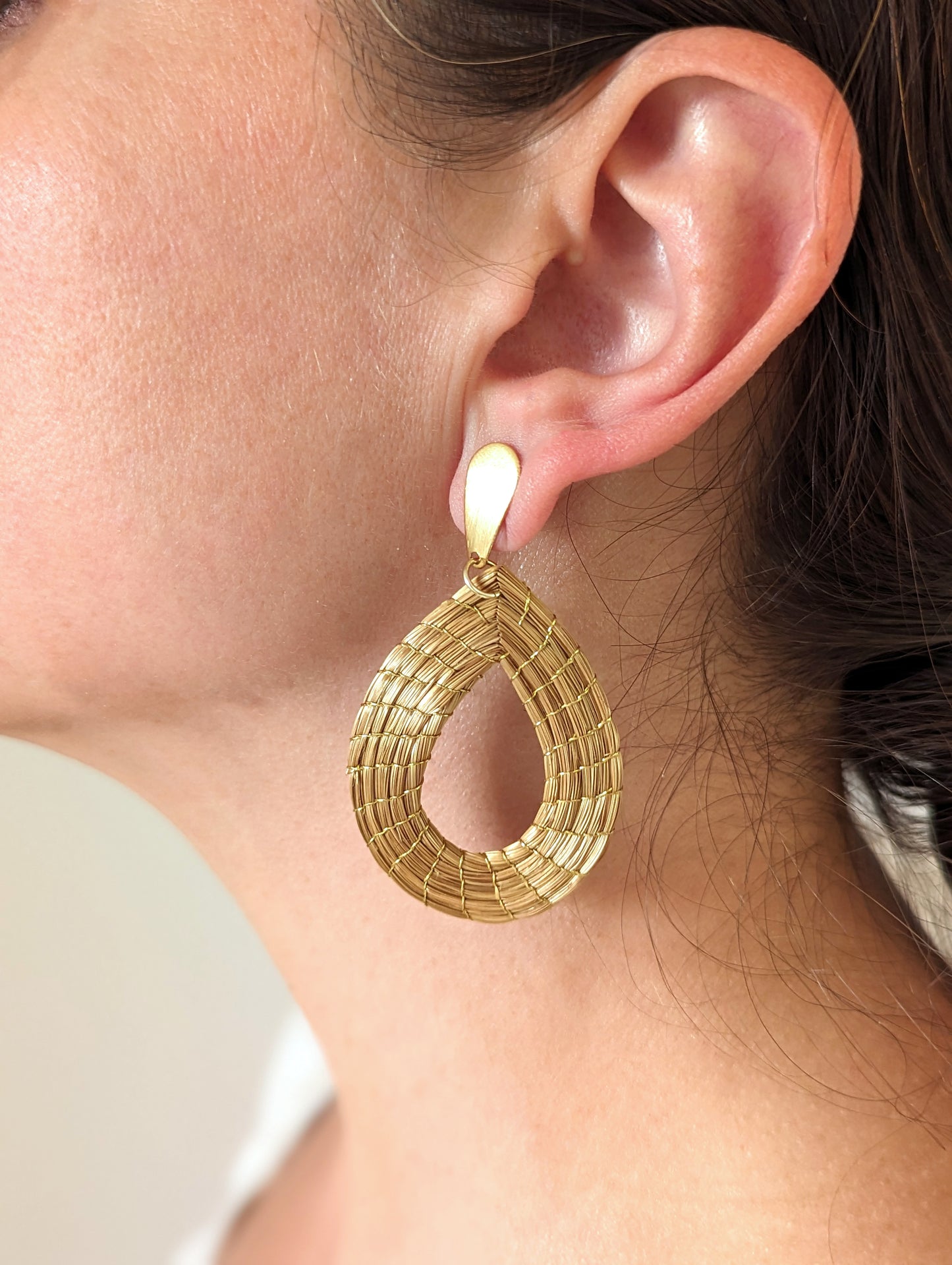 Boucles d'oreilles en Or Végétal et plaqué Or - Capim Dourado - DORINOR