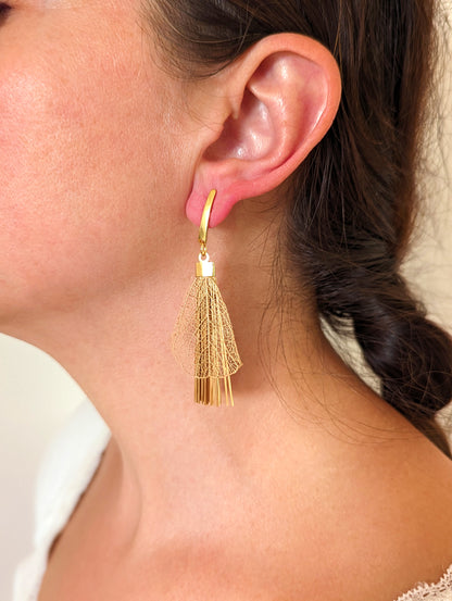 Boucles d'oreilles en Or Végétal et plaqué Or - Capim Dourado - DORINOR