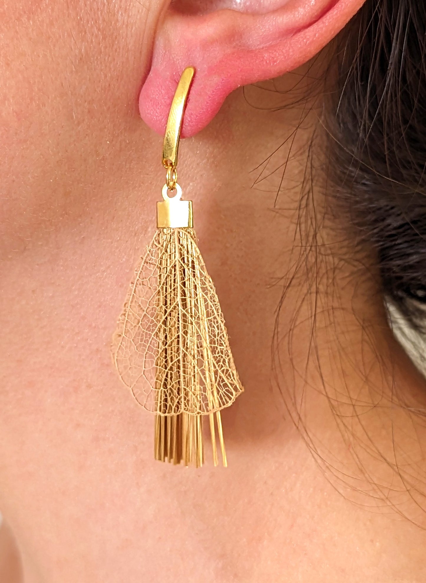 Boucles d'oreilles en Or Végétal et plaqué Or - Capim Dourado - DORINOR