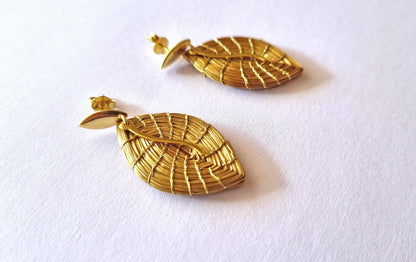 Boucles d'oreilles en Or Végétal et plaqué Or - Capim Dourado - DORINOR