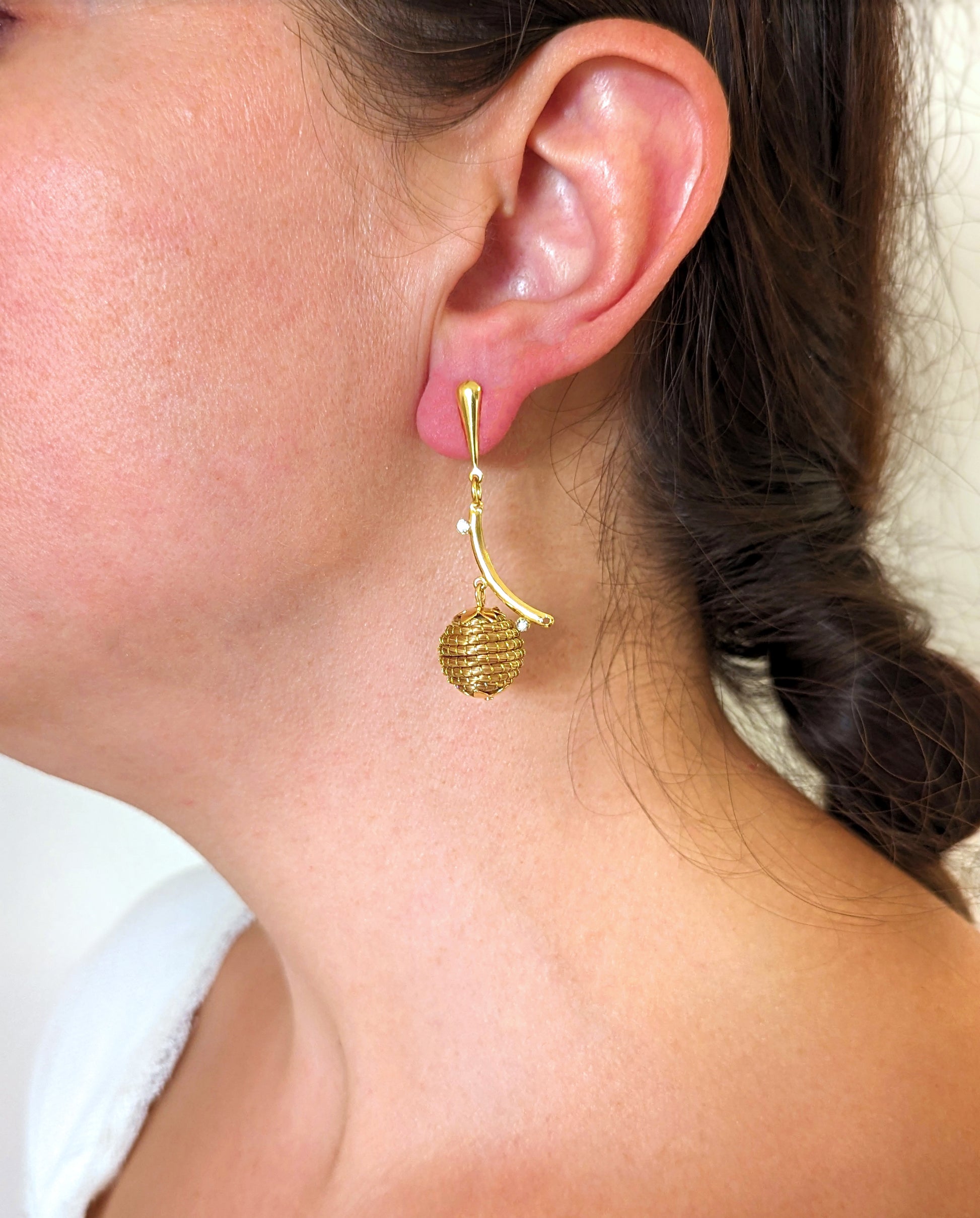 Boucles d'oreilles en Or Végétal et plaqué Or - Capim Dourado - DORINOR