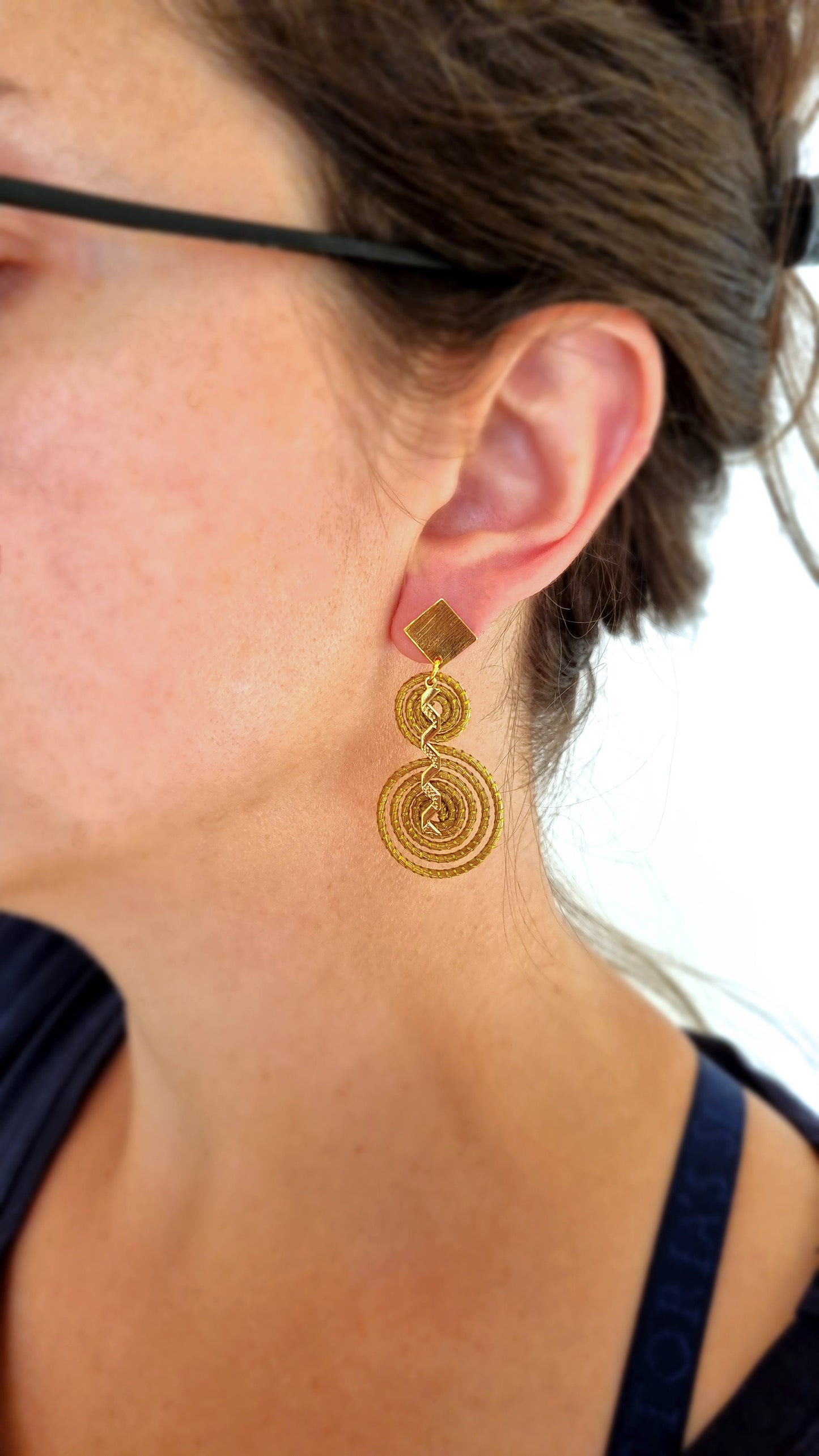 Boucles d'oreilles en Or Végétal et plaqué Or - Capim Dourado - DORINOR