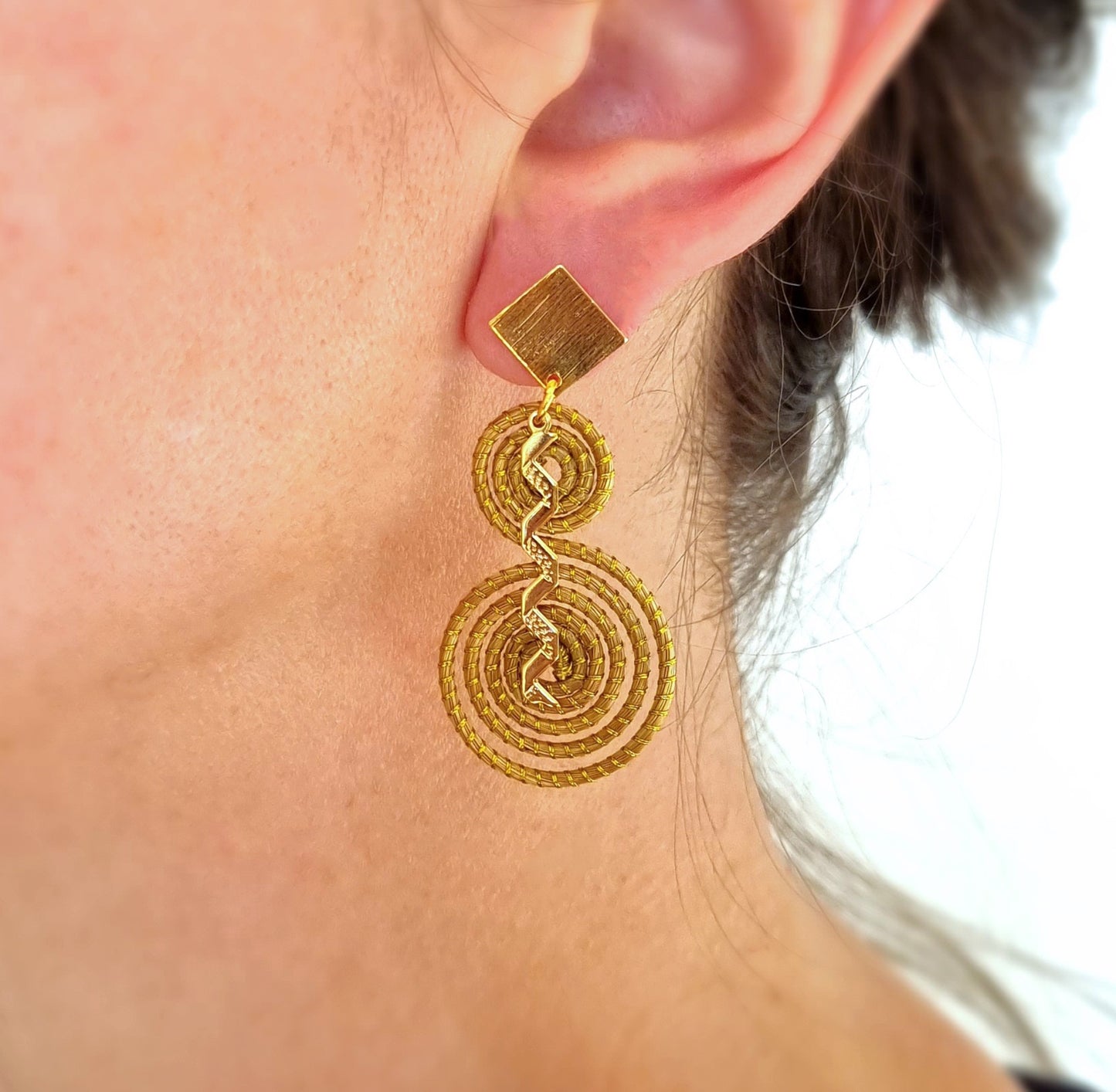 Boucles d'oreilles en Or Végétal et plaqué Or - Capim Dourado - DORINOR