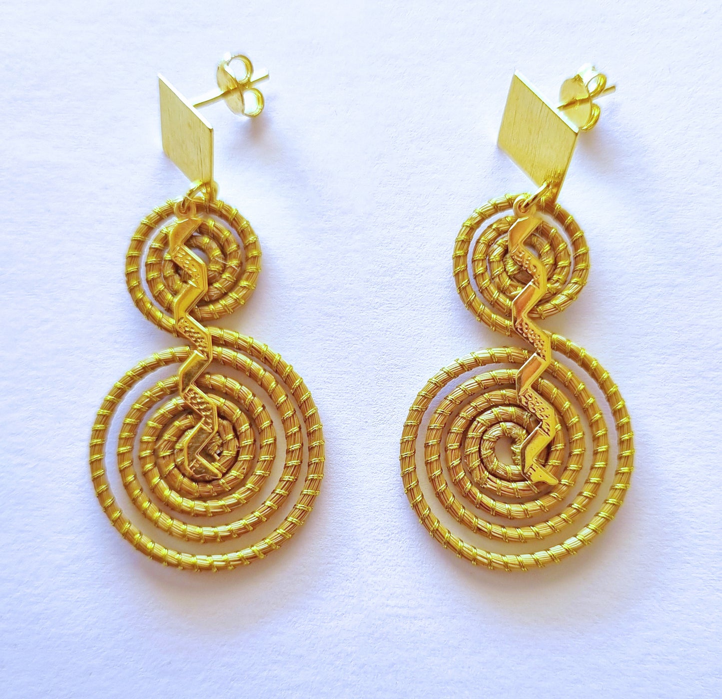 Boucles d'oreilles en Or Végétal et plaqué Or - Capim Dourado - DORINOR