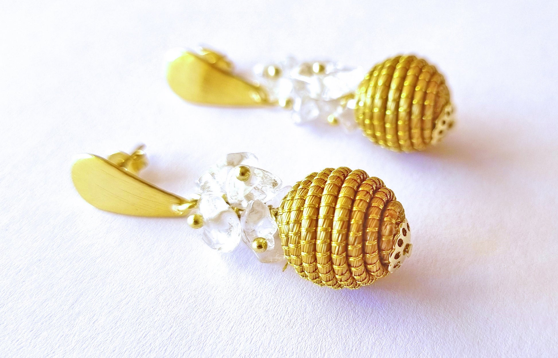 Boucles d'oreilles en Or Végétal et plaqué Or - Capim Dourado - DORINOR