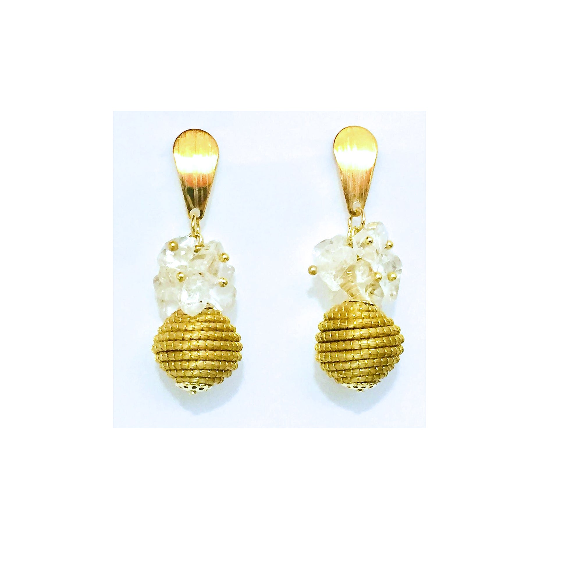 Boucles d'oreilles en Or Végétal et plaqué Or - Capim Dourado - DORINOR