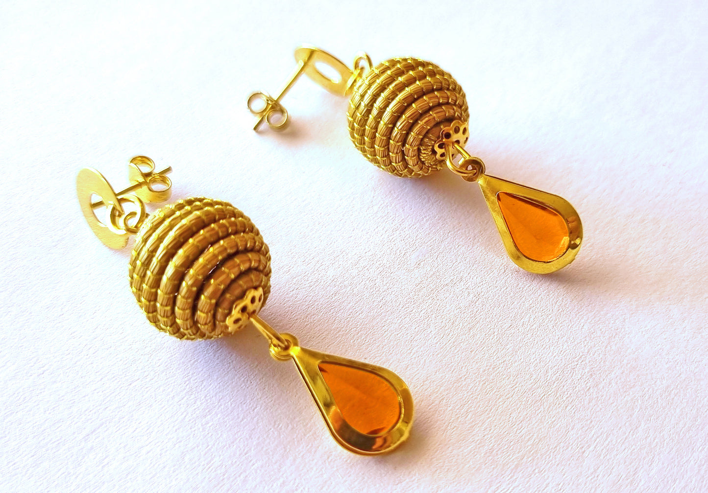 Boucles d'oreilles en Or Végétal et plaqué Or - Capim Dourado - DORINOR