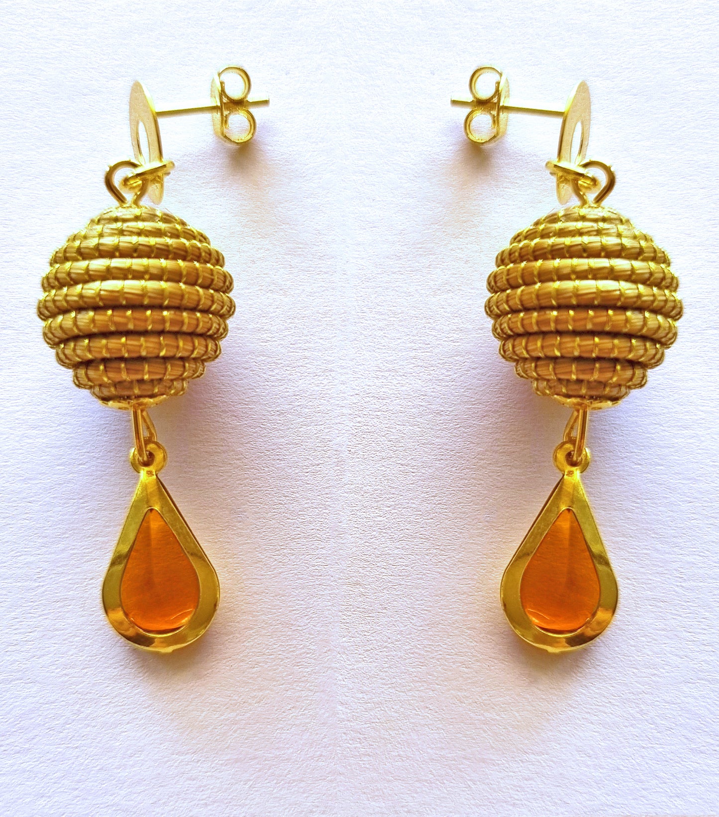 Boucles d'oreilles en Or Végétal et plaqué Or - Capim Dourado - DORINOR