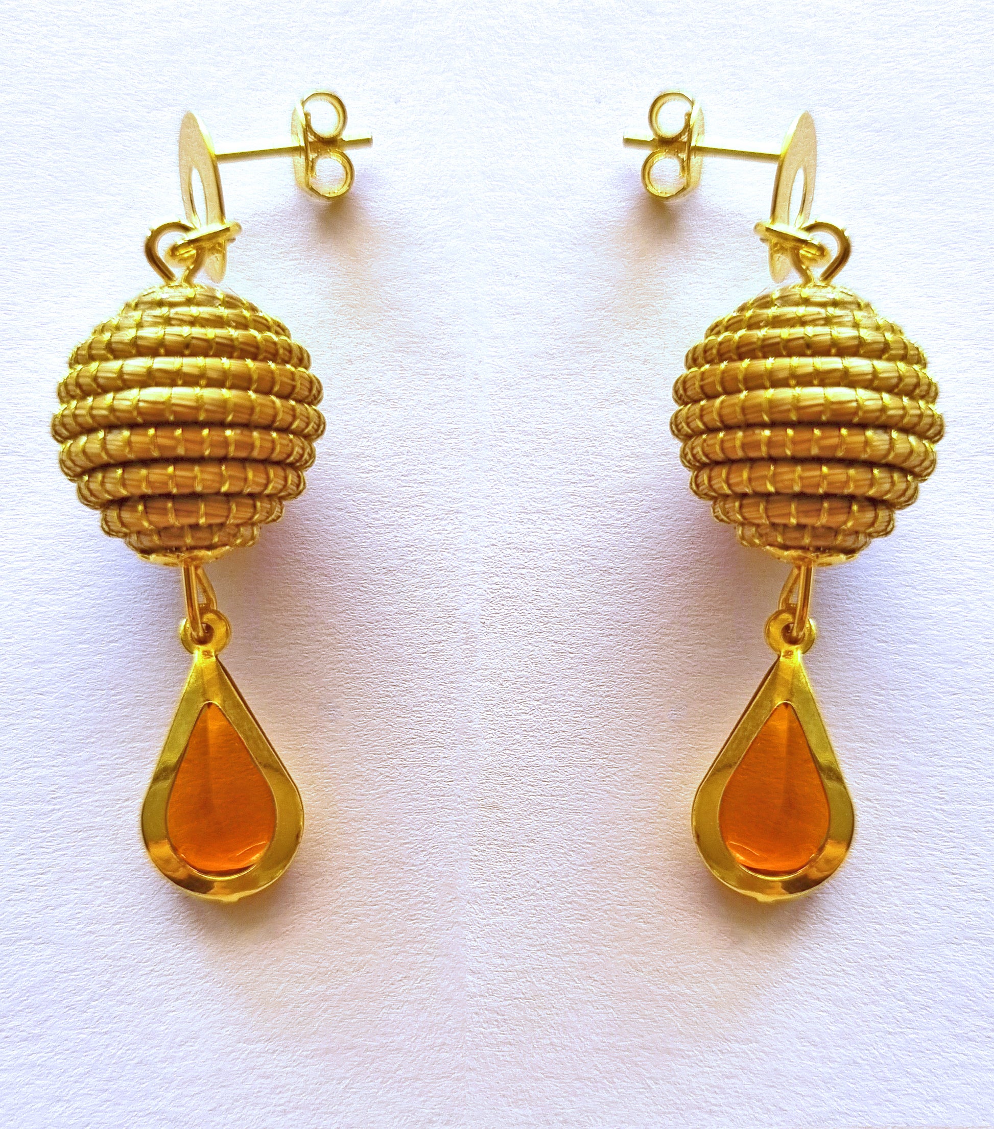 Boucles d'oreilles en Or Végétal et plaqué Or - Capim Dourado - DORINOR