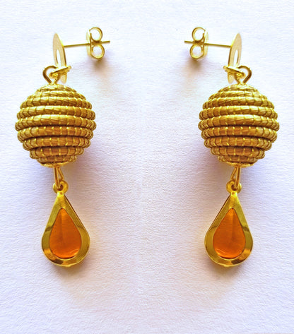 Boucles d'oreilles en Or Végétal et plaqué Or - Capim Dourado - DORINOR