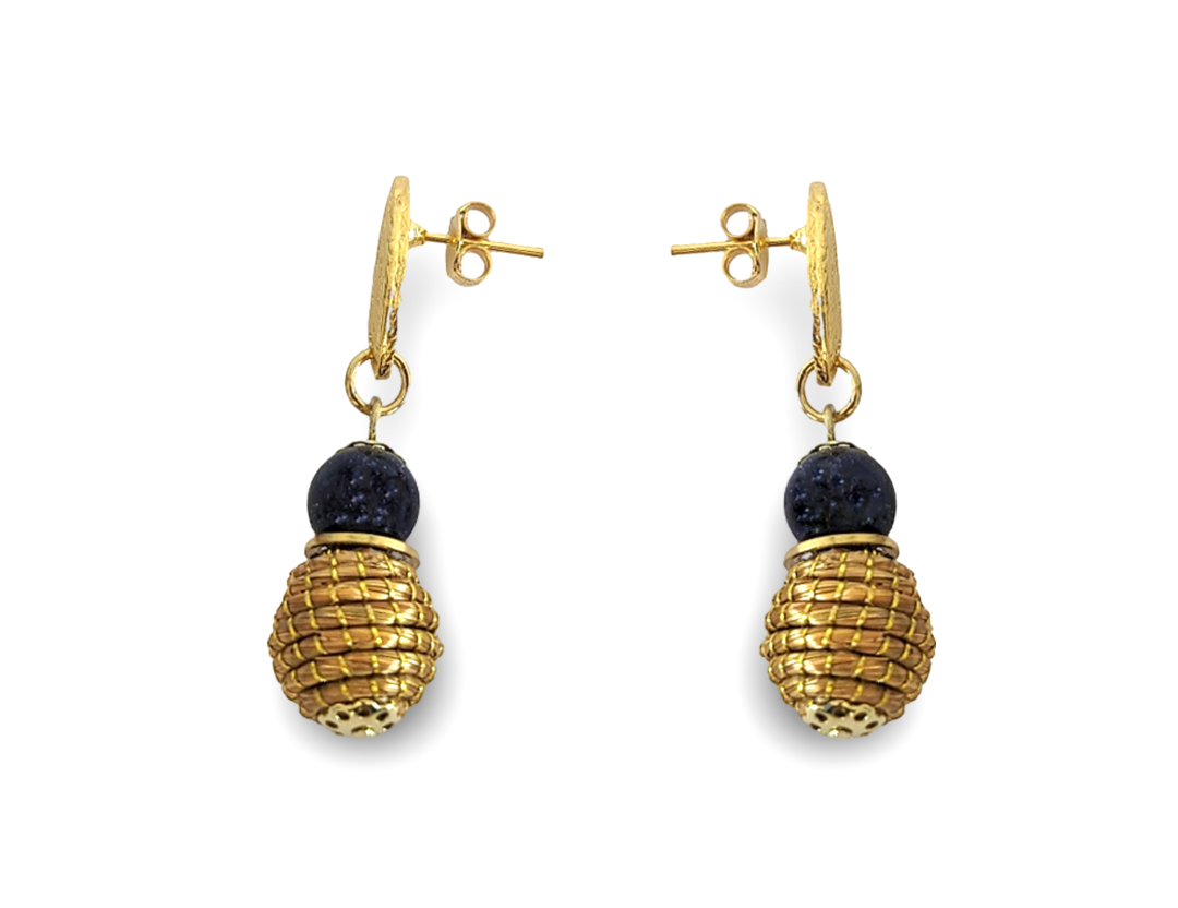 Boucles d'oreilles pierre étoile - Capim Dourado - Or Végétal et plaqué Or