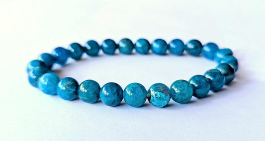 Bracelet Apatite Bleue A+ Pierres Naturelles 08mm. Lithothérapie: Expression,  Système osseux et Appétit