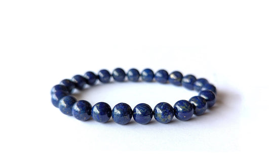 Bracelet Lapis Lazuli en pierres naturelles de qualité AA avec perles rondes de 8 mm - Lithothérapie : communication et protection