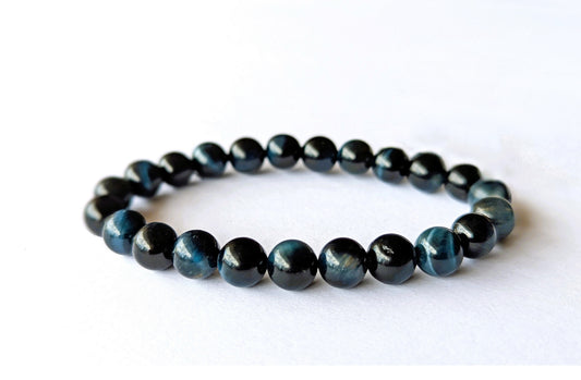 Bracelet œil de Faucon en pierres naturelles de 8mm de qualité AA. En lithothérapie apporte protection, ange gardien, intuition, vision