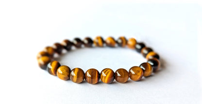 Bracelet Œil de Tigre en pierres naturelles de 8mm de qualité AA. En lithothérapie, apporte protection, courage et confiance en soi