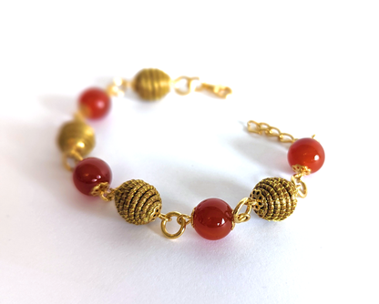 Bracelet Agate de feu - Capim Dourado - Or Végétal et plaqué Or - Pierre