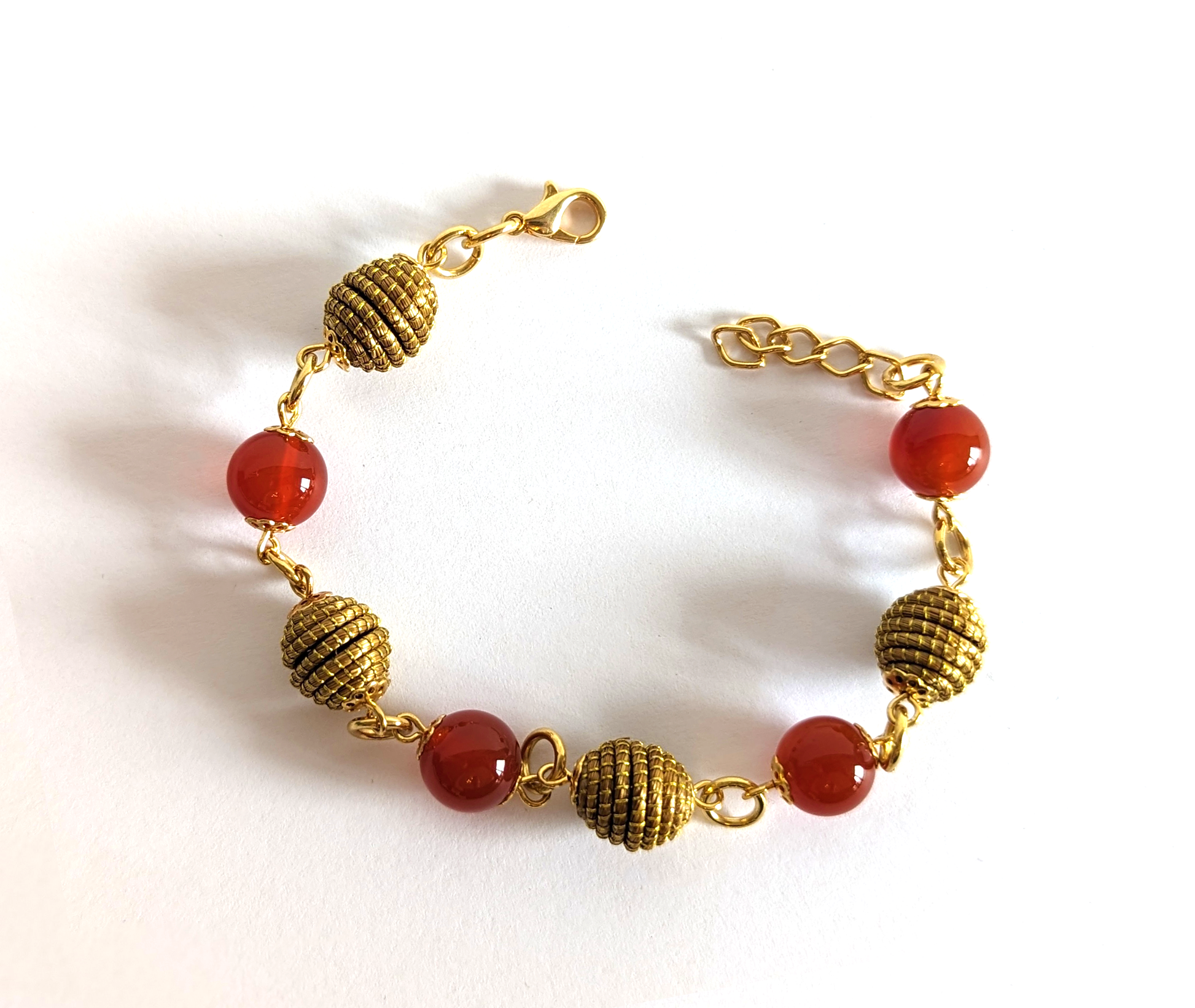 Bracelet Agate de feu - Capim Dourado - Or Végétal et plaqué Or - Pierre