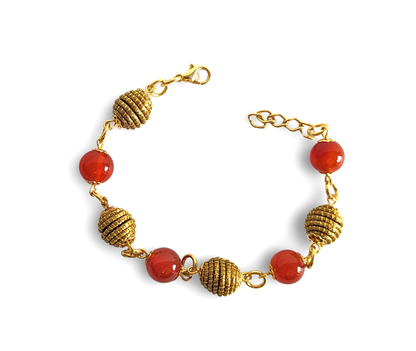 Bracelet Agate de feu - Capim Dourado - Or Végétal et plaqué Or - Pierre