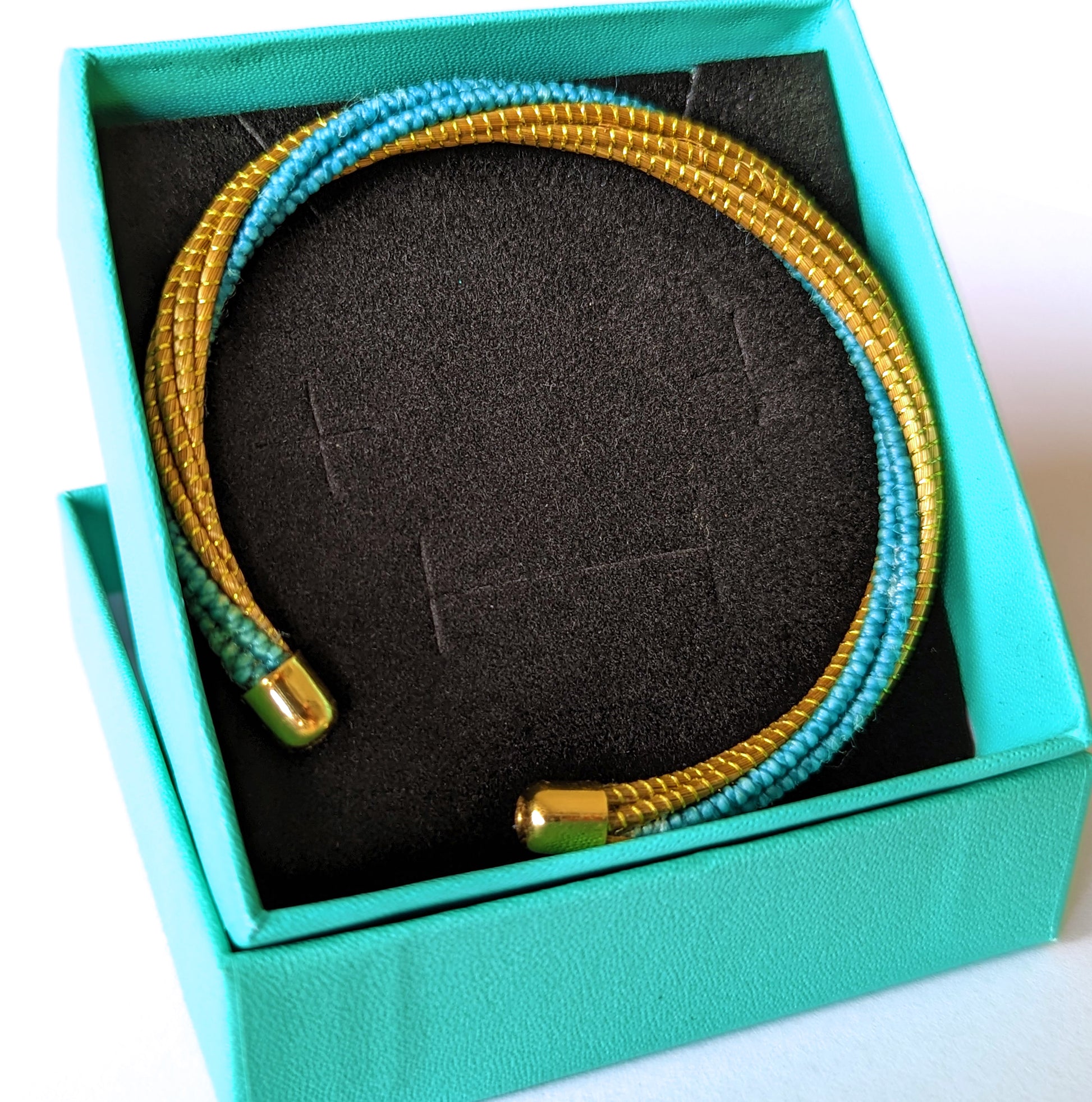 Bracelet en Or Végétal et plaqué Or - Capim Dourado - Couleur - Turquoise