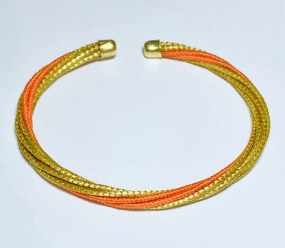 Bracelet en Or Végétal et plaqué Or - Capim Dourado - Couleur Orange