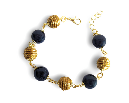 Bracelet Pierre d'étoile - Capim Dourado - Or Végétal et plaqué Or - Pierre boule