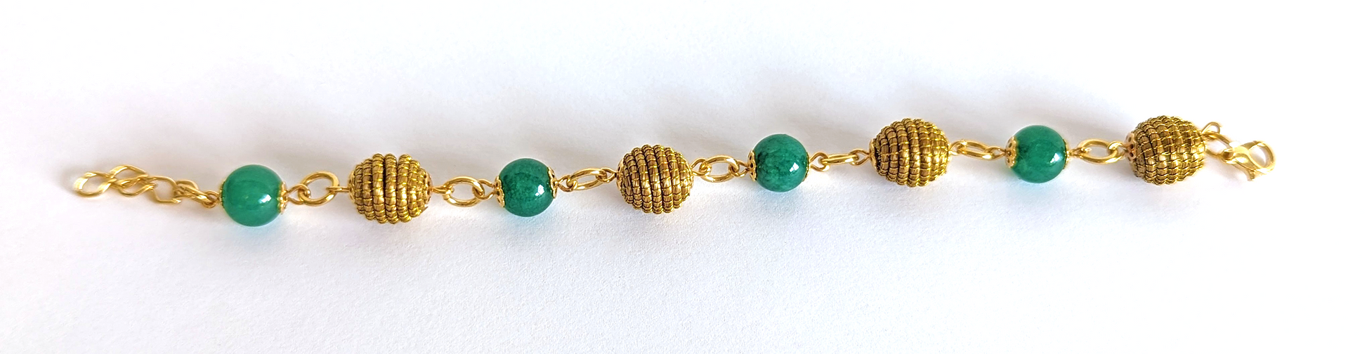 Bracelet Quartz Vert - Capim Dourado - Or Végétal et plaqué Or - Pierre boule